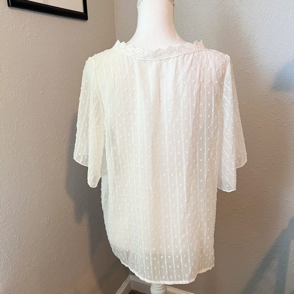 SHEIN White Lace Blouse Top Size Large - Picture 3 of 3